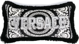 Versace Black Barocco Foulard Logo Velvet Cushion - Unisex - Cotton/Polyester/Other Fibres