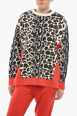 Stella McCartney Maglia Girocollo a Fantasia Animalier con Bordi a Contrasto Stella McCartney