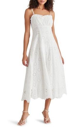 Steve Madden Ava Cotton Eyelet Midi Dress in White at Nordstrom Rack, Size Medium