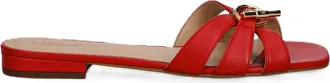 Ralph Lauren Flat Slide Sandals with Red Straps