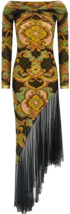 Etro Multicolour Off Shoulder Floral Maxi Dress