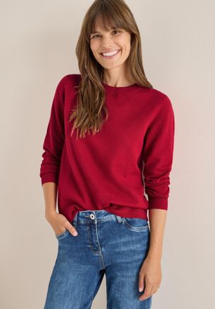 Cecil Strickpullover CECIL, Damen, Gr. L (42), beaujolais rot, Strick, Obermaterial: 33% Polyester, 31% Polyacryl, 24% Baumwolle, 12% Nylon, unifarben, regu