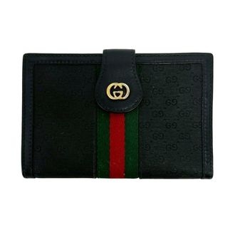 Gucci Black Green Red Color Pvc Leather Wallet (Bi-Fold) (Pre-Owned)