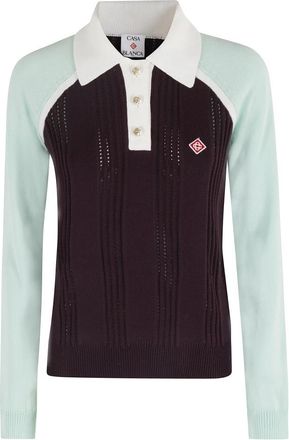 Casablanca Rib Polo Sweater in Aubergine - Dames - Polos - Veelkleurig - XS - Tops