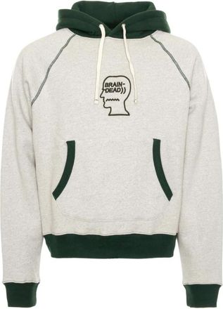 Brain Dead Logo Head Raglan Fleece Hoodie - Heren - Hoodies - Wit - 2XL - Katoen - Hoodies & sweatvesten