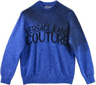 Versace Jeans Couture Maglia Degrad&eacute; Logo - Heren - Ronde hals truien - Blauw - M - Truien & Vesten