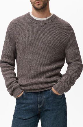 Mango Marled Cotton Crewneck Sweater in Wine at Nordstrom, Size Medium