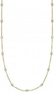 Allurez 36 inch Long Diamond Station Necklace Strand 14k Yellow Gold (1.00ct)