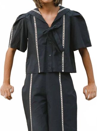 The Tiny Big Sister Sailor Neck Blouse In Navy