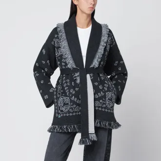 Alanui Dark grey Bandana Jacquard cardigan