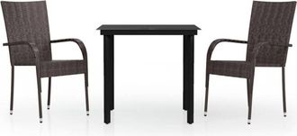 vidaXL 3 Piece Outdoor Dining Set Brown and Black vidaXL