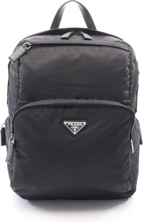 Prada Black Nylon Leather Backpack Handbag (Pre-Owned)