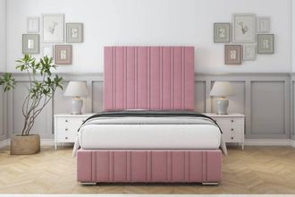Sloomy Langston Plush Frame-Mattress - 50 Upholstered Headboard in Pink | Size: Small Single
