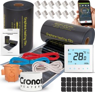 OEM Kit De L&aacute;mina Calefactora Infrarroja De Grafeno Cronos 220w/m2 50cm - 11m2 + Termostato Ac605h-wifi Blanco