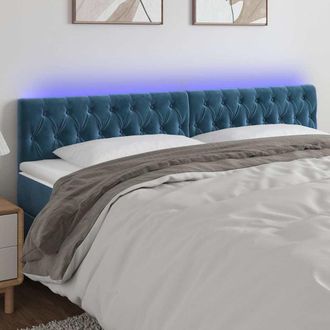 vidaXL Cabecero Con Led De Terciopelo Azul Oscuro 180x7x78/88 Cm Vidaxl