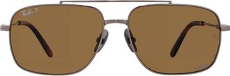Ray-Ban Ray Ban MICHAEL TITANIUM Polarized Brown Navigator Unisex Sunglasses RB8096 9266AN 59