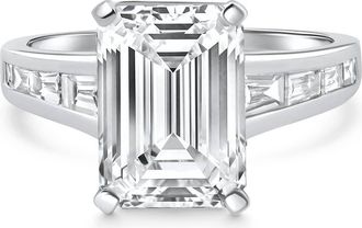 Pompeii3 Certified 4 1/2Ct Emerald Diamond Baguette Engagement Ring 14k Gold Lab Grown Size: 5.5