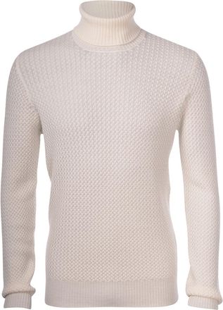 Gran Sasso Textured Turtleneck Sweater With Ribbed Finish