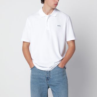 A.P.C. Polo bianca in cotone con ricamo logo