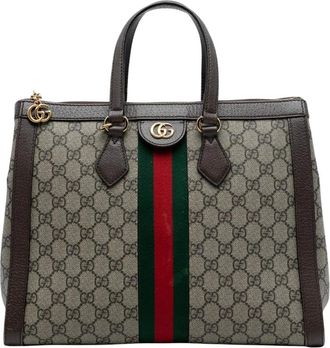 Gucci Pre-owned Tote Bags, female, Brown, Size: ONE SIZE Pre-owned Printed Top Handle Bag