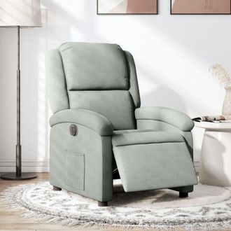 vidaXL Sill&oacute;n Reclinable El&eacute;ctrico De Terciopelo Gris Claro Vidaxl