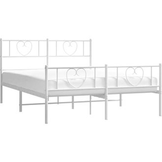 vidaXL Metal Bed Frame without Mattress with Footboard White 160x200cm vidaXL