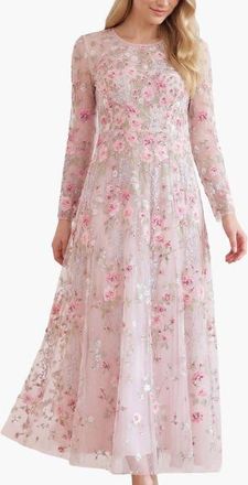 Needle & Thread Garden Rose Long Sleeve Maxi Gown in Shell/bright at Nordstrom, Size 10