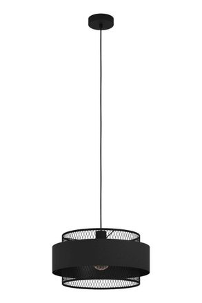 Eglo Eglo Bazely Fabric & Metal 1 Light Ceiling Pendant in Black