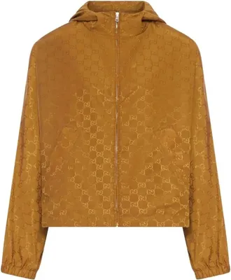 Gucci Light Jackets, female, Brown, Size: 2XS GG Nylon Jacket