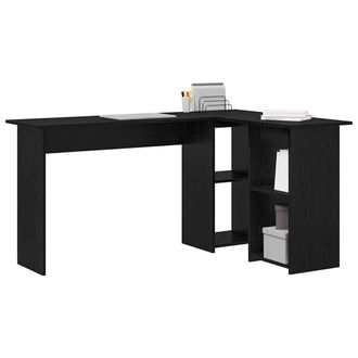 Berkfield Home Modern Black Oak Desk Black oak Engineered wood Medium Black Oak Desk