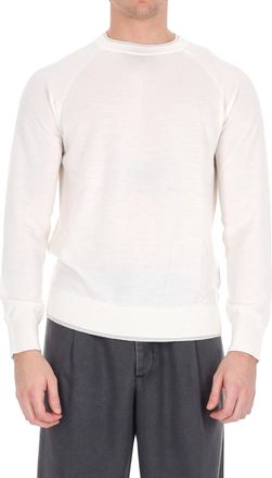 Eleventy Wool Crewneck Sweater with Double Trim