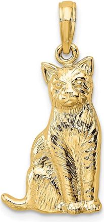 Diamond2Deal 10k Yellow Gold Textured Sitting Cat Charm