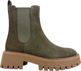 Michael Kors Schoenen, Dames, Groen, 37 EU, Leer, Asher Flat Bootie