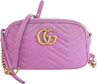 Gucci Pre-owned Cross Body Bags, female, Pink, Size: ONE SIZE Pre-owned Leather Cross Body Bag