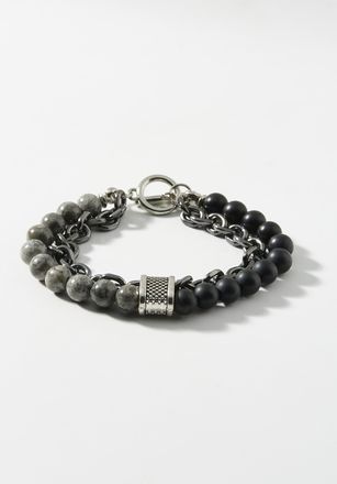 Le 31 Mens Bead and chain two-row bracelet