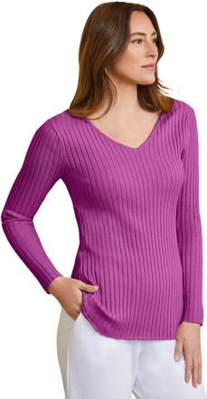Jessica London V-Neck Ribbed Sweater in Deep Orchid at Nordstrom, Size 1X