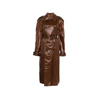 Saint Laurent Trench Coat in Water-Repellent Polyester - female - Saint Laurent - Trench Coats - Brown - XS - Coats