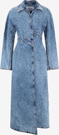 Alaia Ausgewaschener Denim-Trenchcoat Spiral