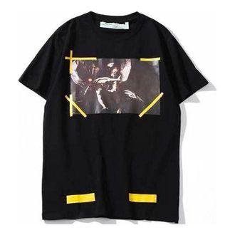 Off-white Virgil Abloh Printing Short Sleeve Version Black OMAA002G20JER0031099