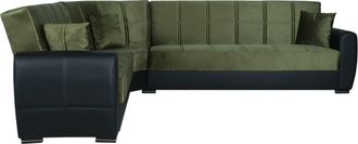 Dmora Sof&aacute; Cama Dgytkj&aelig;, Sof&aacute; Cama Rinconera Con Almacenaje En Ecopiel Y Tela, Sof&aacute; De Sal&oacute;n Con Apertura Clic-clac Y Pen&iacute;nsula Reversible, 305x238h91 Cm, N
