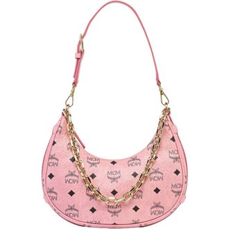 MCM Aren Crescent Hobo Bag in Visetos in Pink at Nordstrom