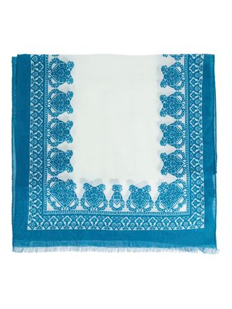 Etro fringed patterned scarf - White