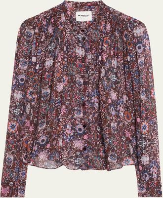 Isabel Marant Noeline Printed Long-Sleeve Blouse