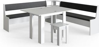 Vicco Conjunto Con Banco Esquinero Roman, Blanco, 210 X 41.5 Cm Con Mesa