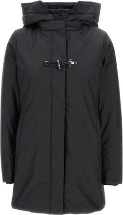 Fay Gewatteerde Zwarte Jas met Capuchon - Dames - Parka Jassen - Zwart - XL - Jassen