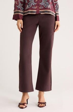 Ellen Tracy Faux Suede Semi Flare Leg Pants in Brown at Nordstrom Rack, Size X-Large