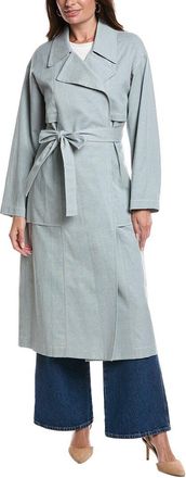 Lafayette 148 New York Belted A-Line Linen-Blend Trench Coat