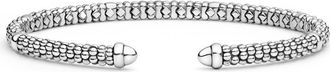Lagos Silver Caviar Beaded Mini Versa Torque Bracelet at Nordstrom, Size 8