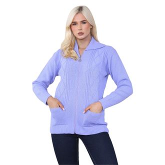 Janisramone Zip-up Cardigans for Women UK, Full Sleeves Solid Color Ladies Cardigan, Knitted Womens Zip up Cardigan, Ladies Cardigans with Pockets for Winters Lil