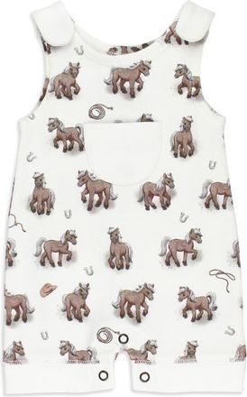 LOvedbaby Print Sleeveless Organic Cotton Romper in Little Lasso at Nordstrom, Size 18-24M